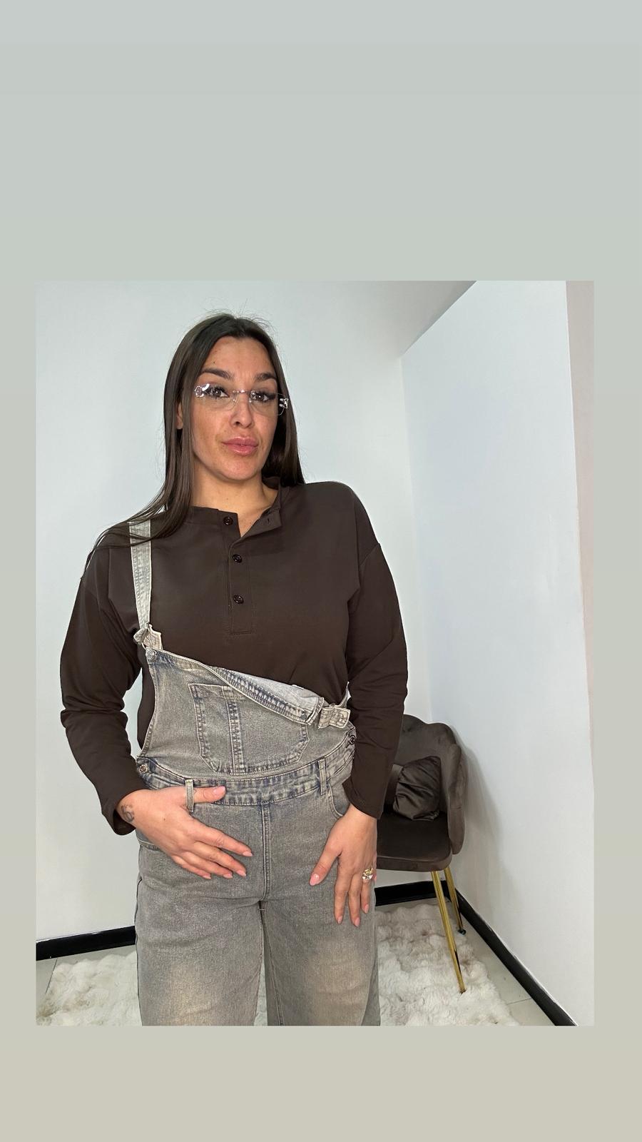 Salopette In Denim Sabbiato